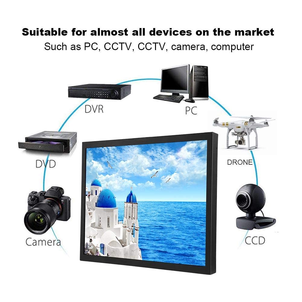 Monitor HDMI 17 pollici Touchscreen capacitivo Display HD 1280 x 1024 Monitor incorporato (4: 3, 5ms Tempo di risposta, VGA, HDMI, AV, BNC, USB) per PC, Sorveglianza CCTV, Videocamera(Nero)