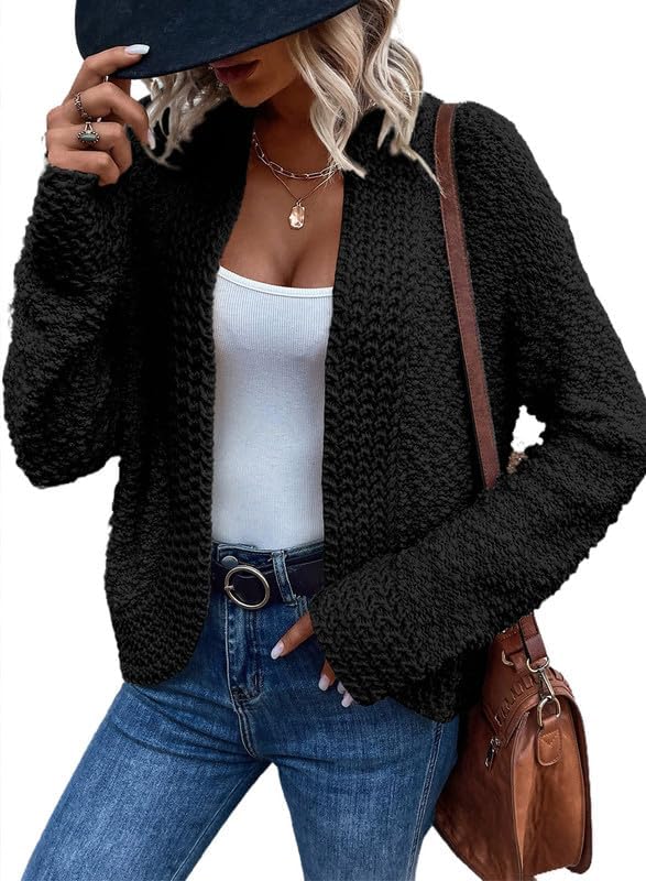 Women's 2026 Fashion Casual Open Front Long Sleeve Chunky Knit Cardigans Sweaters Outerwear Coats