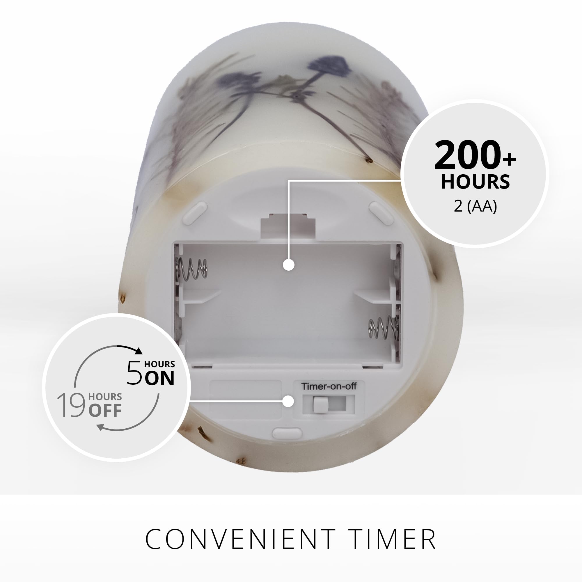 Luminara Candela artificiale realistica a forma di fiamma mobile con inclusione di lavanda e rosmarino, luci LED a batteria a forma di fiamma mobile, pronta per il telecomando, venduto separatamente