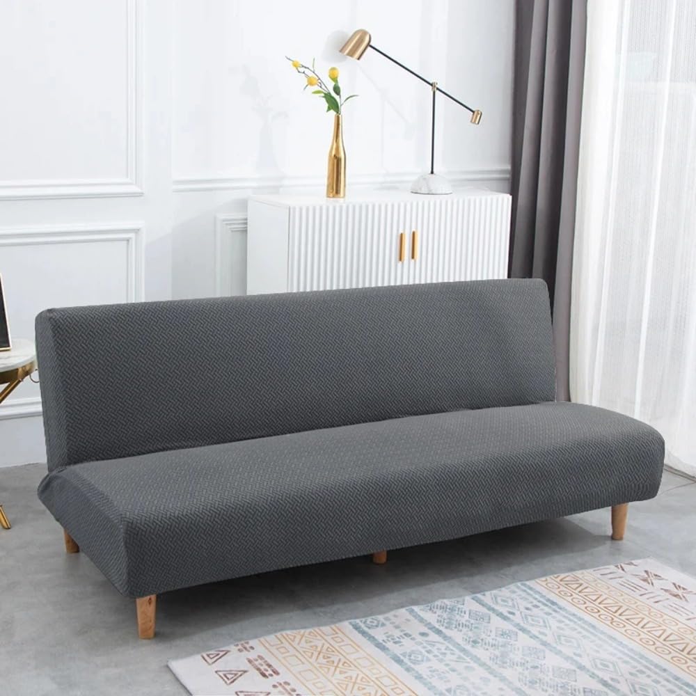 Housse clic clac élastique gris S 145-180cm pour canapé futon de salon