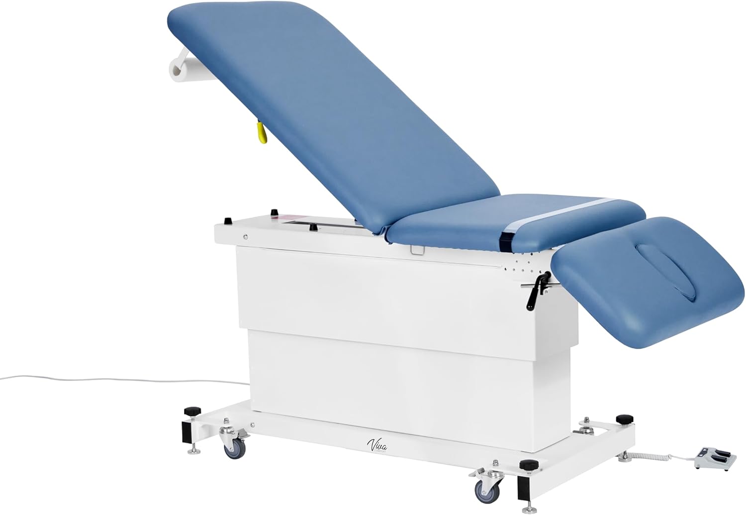Vivacomfort Blue Xro Shrouded Base Series Power Hi-Lo Exam Table, 600 lbs Weight Capacity