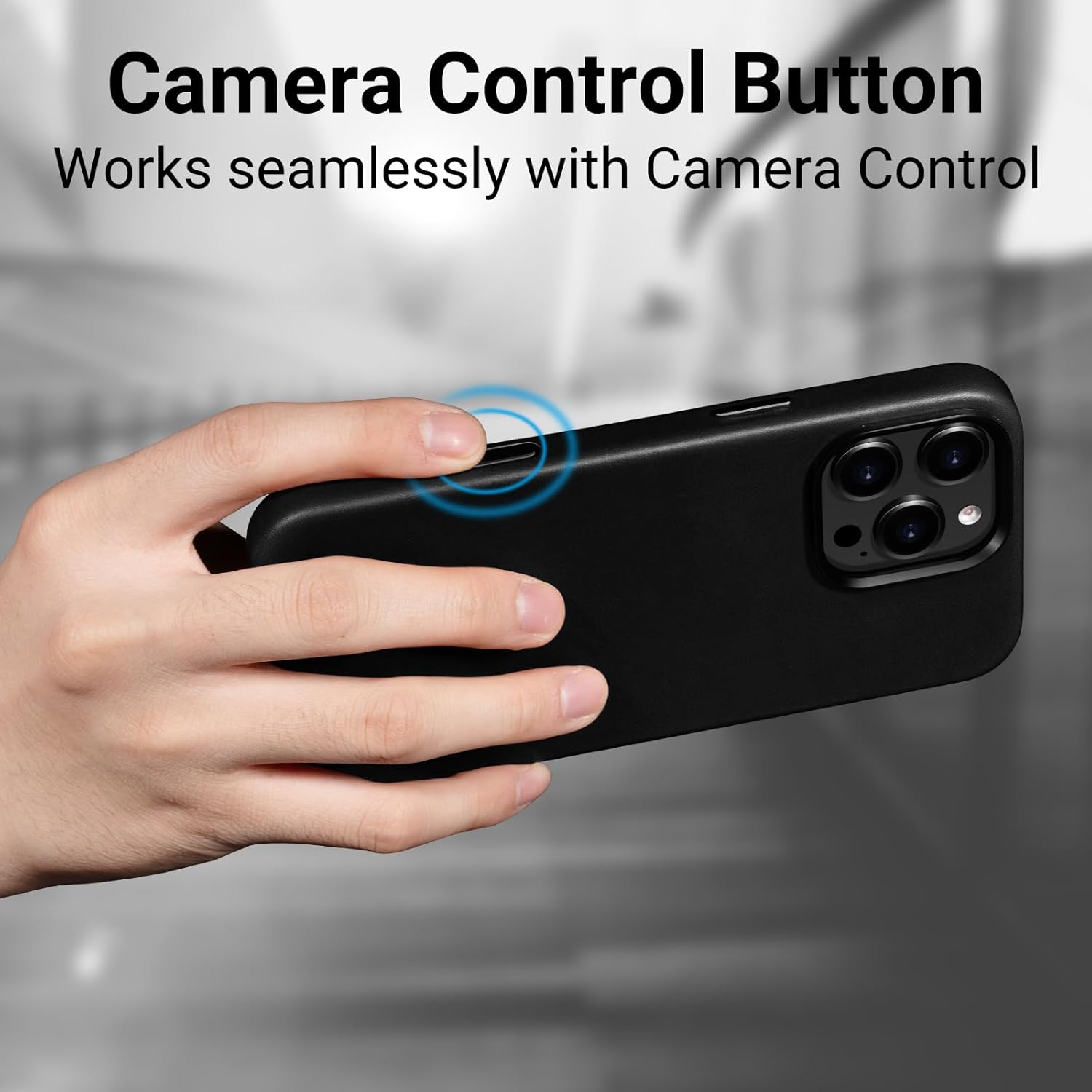 Belemay Leather Case for iPhone 16 Pro Max, Compatible with MagSafe [Camera Control Button] [Luxury & Classy] Premium Full-Grain Vegetable-Tanned Leather, Rich Patina, Secure Grip Cover (6.9") Black - Image 3