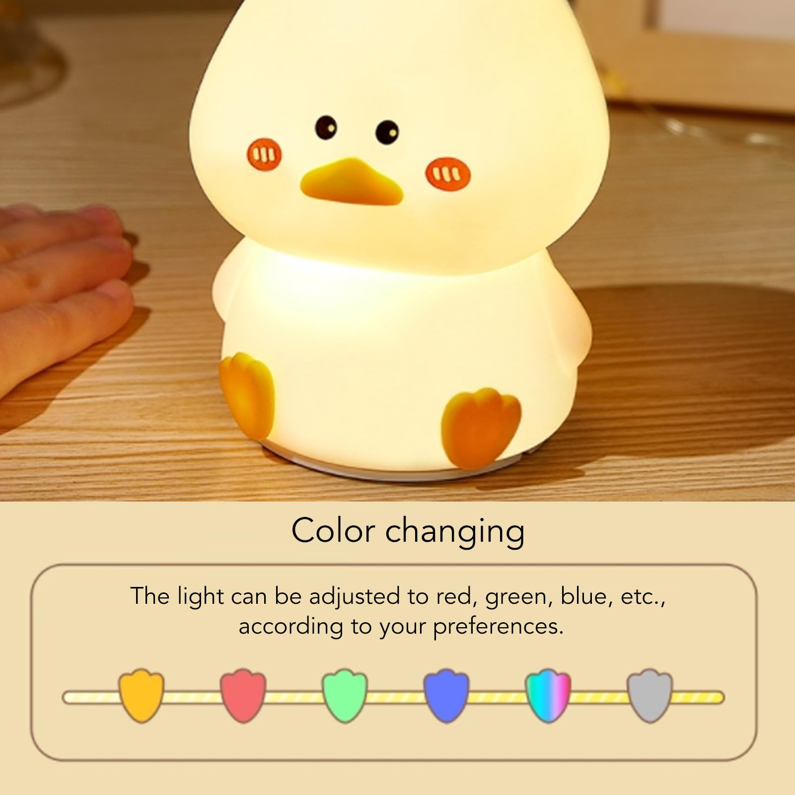 Lampada LED A Forma Di Anatra In Silicone | Luce Notturna Ricaricabile USB Con Timer E Dimmer | Regalo Kawaii Per Cameretta E Soggiorno - 2