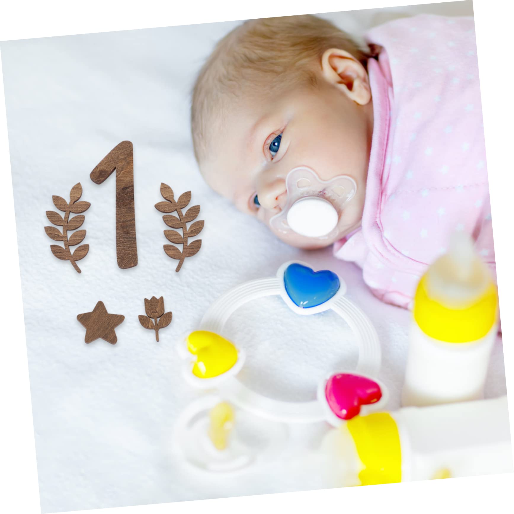Holz Babyzahlen Geburtsanzeige Requisiten Foto-accessoires für Junge Mädchen Babybausteine aus Holz Babymonatsschild