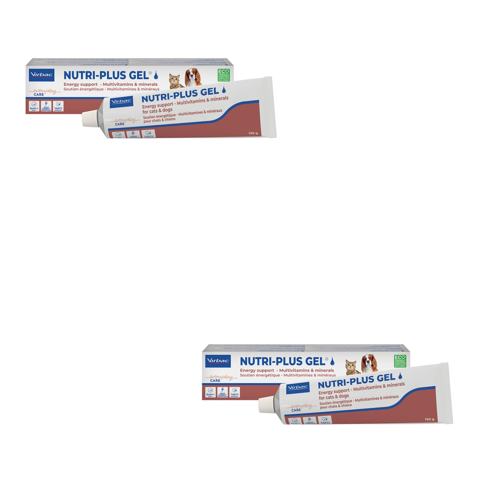 Virbac Nutri-Plus Gel | Pack Double | 2 x 120 g | Complément Alimentaire diététique pour Chiens et Chats | Source d'énergie concentrée