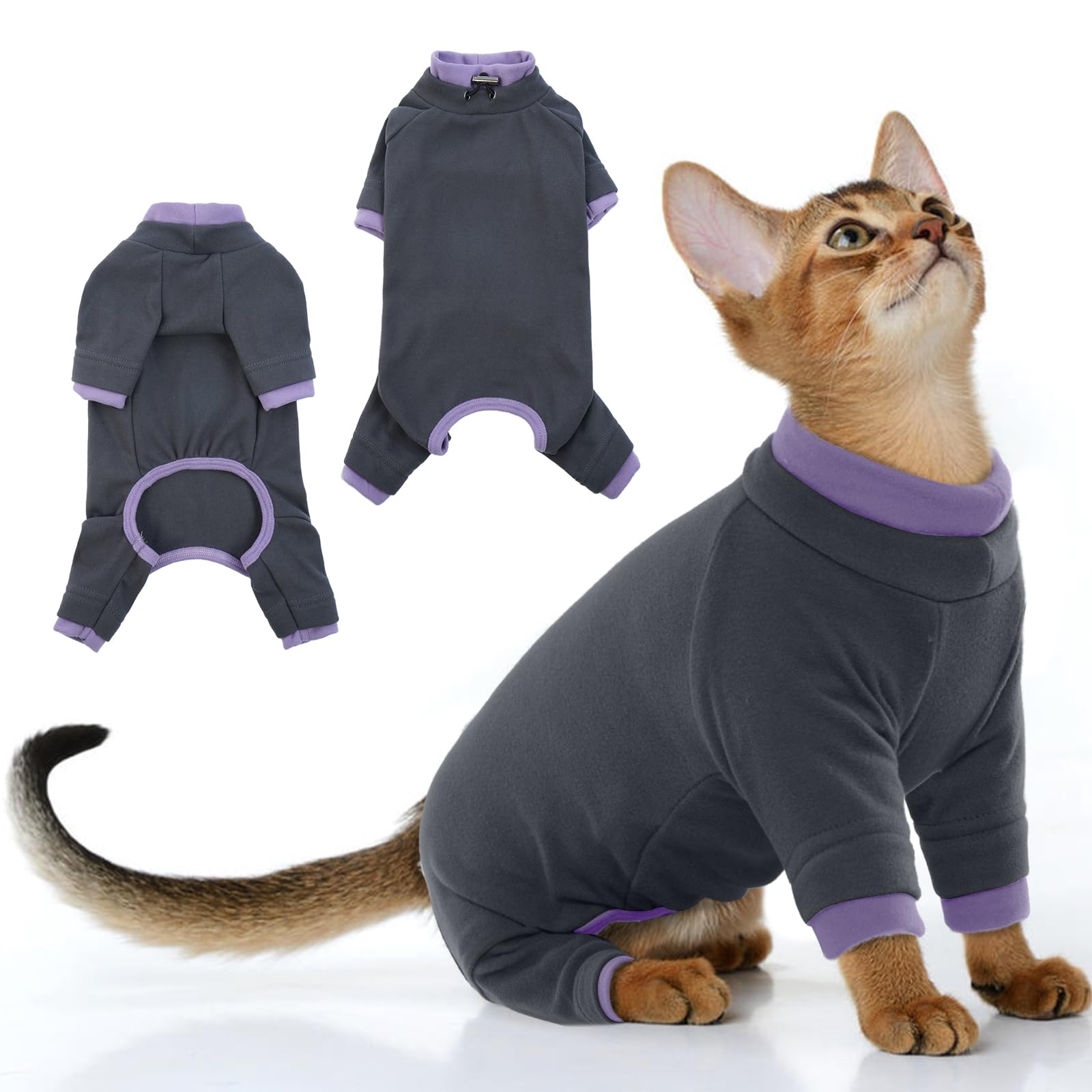 PUMYPOREITY Sticky Hair Cat Clothes, Prevent Hair Loss Cat Pajamas, Soft Cat Sweaters for Cats Only, Cat Hair Sticky Onesie, Cat Recovery Suit After