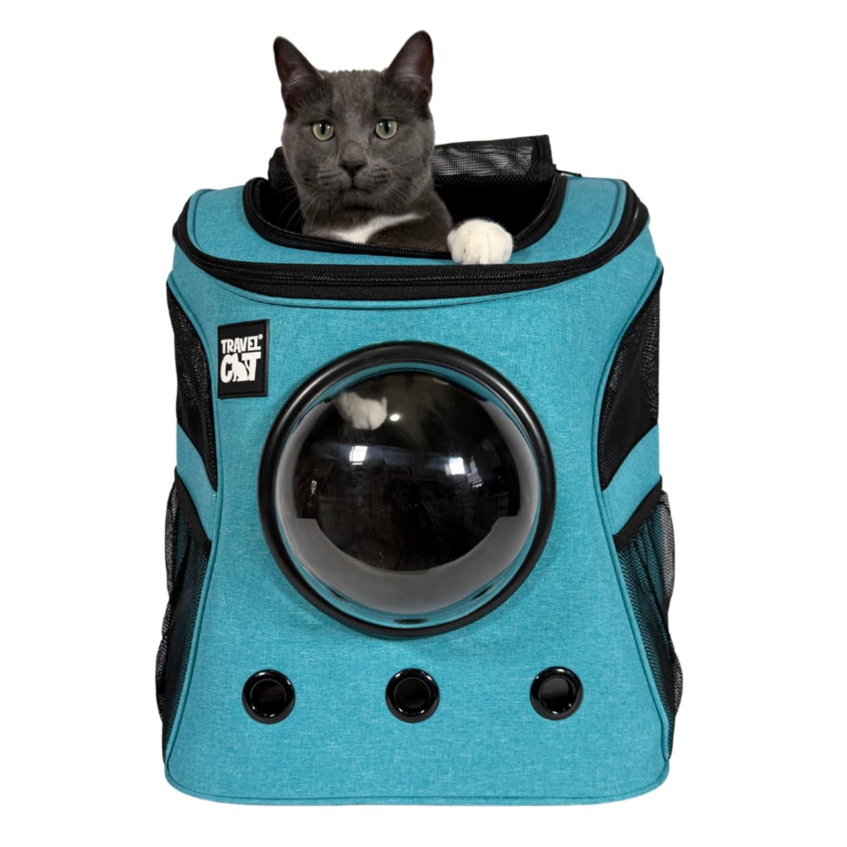 The Fat Cat Backpack Carrier - Premium Pet Carrier Airline Approved with Space Capsule Bubble for Small Medium s - Backpack Carrier for Travel, Hiking, Pet Supplies and Accessories, Aqua