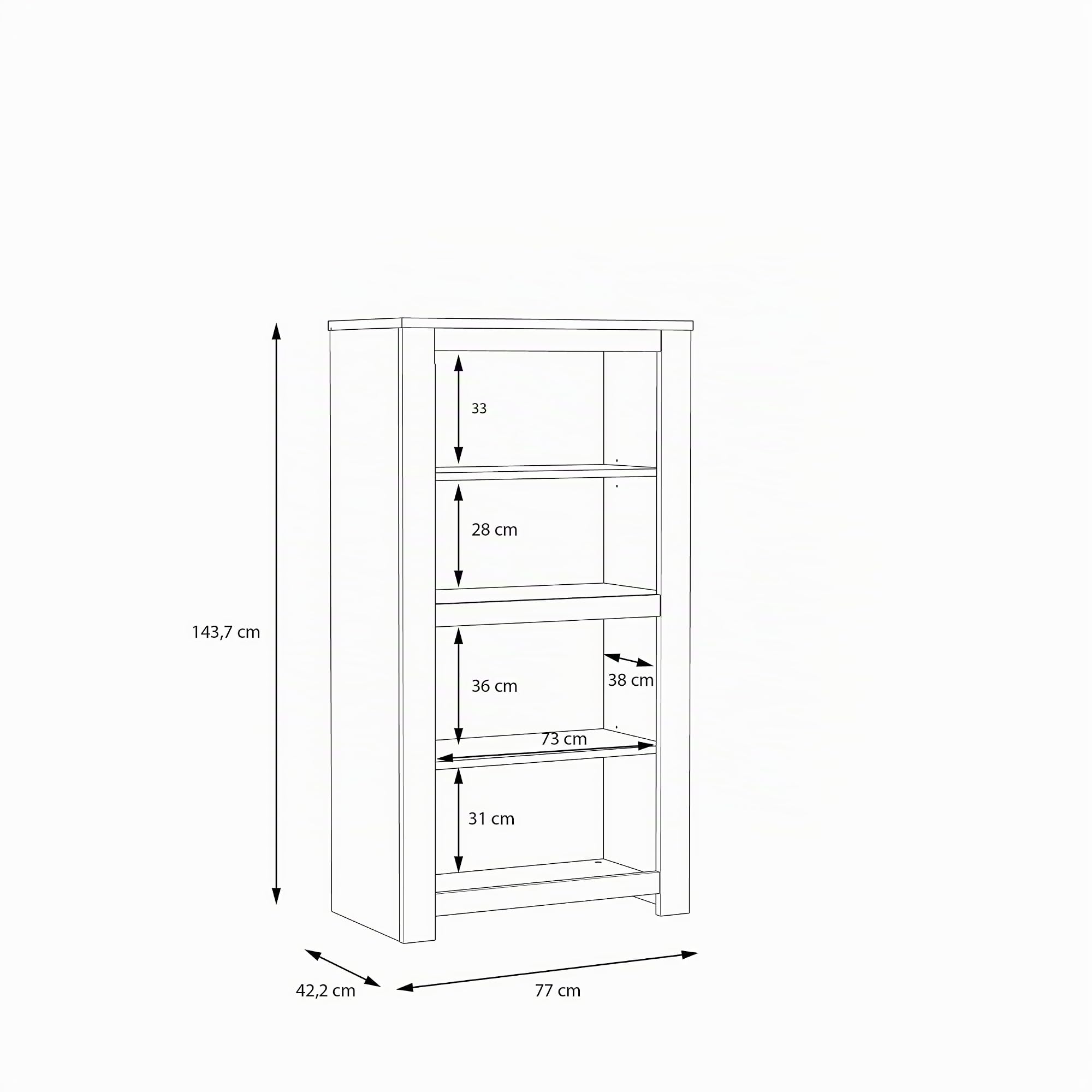 FORTE Havanna Vitrine rechts mit 2 Türen und 1 Glastür, Holzwerkstoff, Alteiche, B x H x T: 77 x 143,7 x 42,2 cm