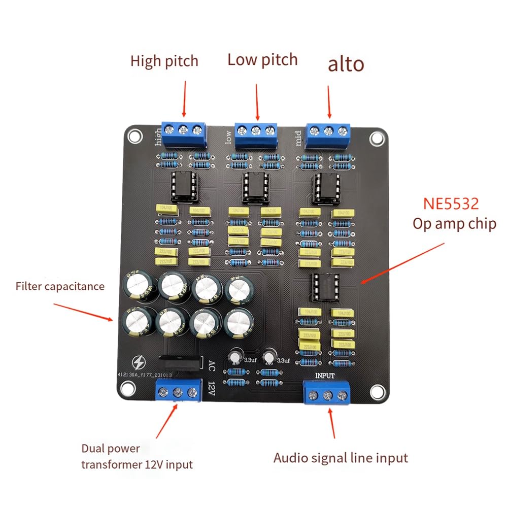 NE5532 Filtre Croisé de Haut-Parleur Double Canal 2.0 Stéréo Haut/Médium/Basse 3 Voies Bricolage Amplificateur de Haut-Parleur Diviseur