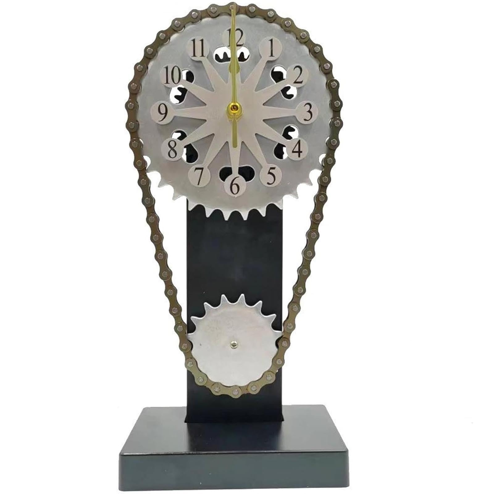 Rotating Gear Clock Desk Clock Table, With Moving Gears - Rotating Gear Clock Desk Clock Table, Personalized Decoration Desk Clock, Vintage Home Decor, Orange