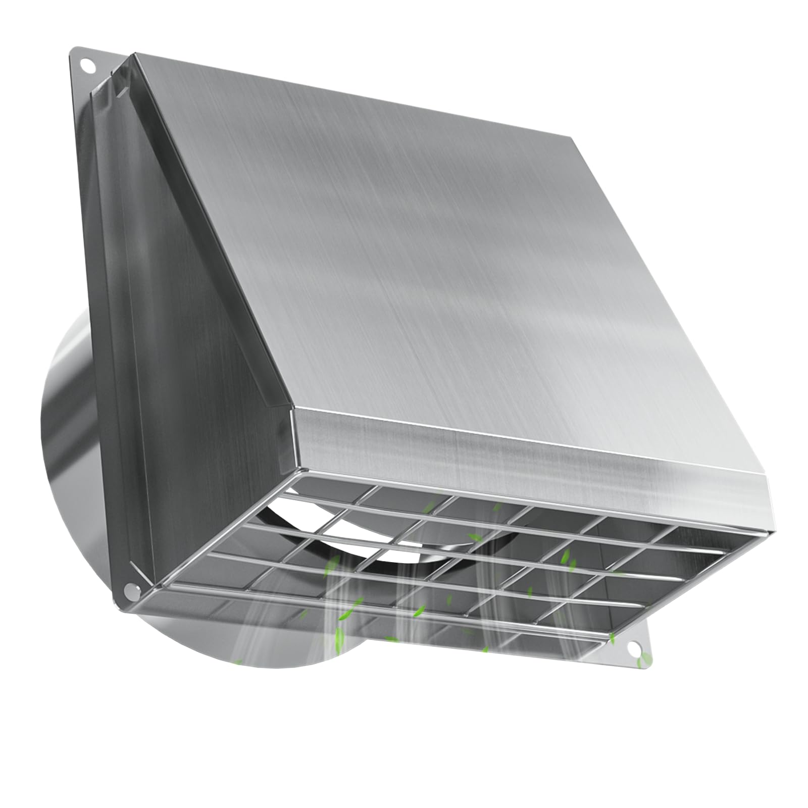 Hon&Guan Dryer Vent Cover Outside 6 Inch Wall Vent with Removable Mesh -304 Stainless Steel Exhaust Vent Cover Rubber Cushioned Non Return Flap, SliverRecycled Claim Standard 100Global Recycled StandardGlobal Recycled StandardGlobal Recycled Standard