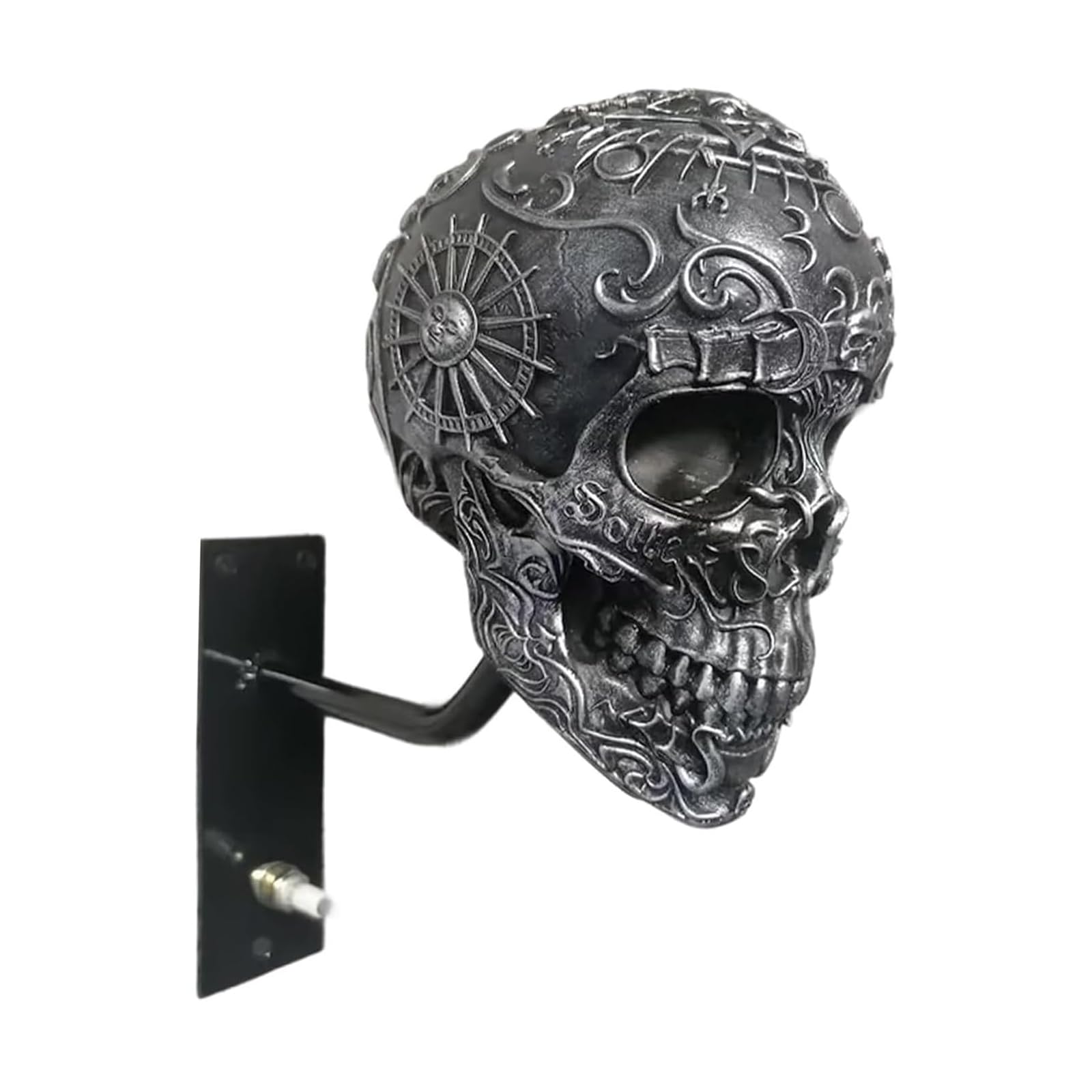 Asiad 2 Motorcycle Helmet Skull Holder, Wall Mount Helmet Storage Rack, Resin Crafts Skull Helmet Rack For Coats, Caps, Baseballs And Rugby Helmet,