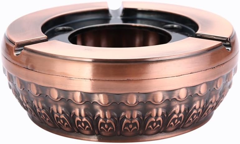 Zaoniy Windproof Retro Ashtray With Embossed Element,Tabletop Ashtray For Indoor or Outdoor Use,Ash Holder For Smokers, Desktop Smoking Ash Tray For Home Office Decoration(Bronze Red 1)