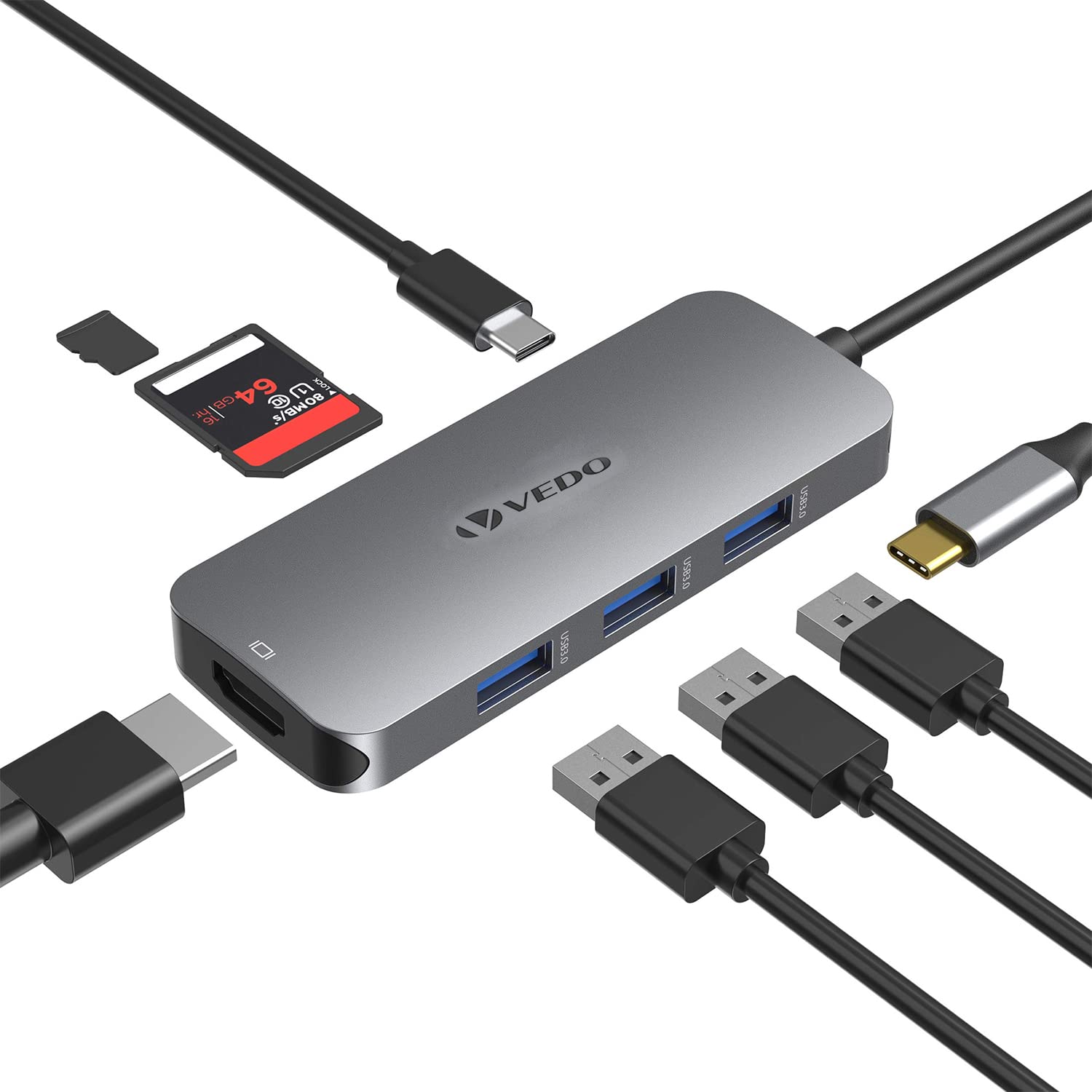 【USB C ハブ 7 in 1】 USB-C Hub 7 em 1 com HDMI 4K, 100W Power Delivery e 2 Portas USB-A