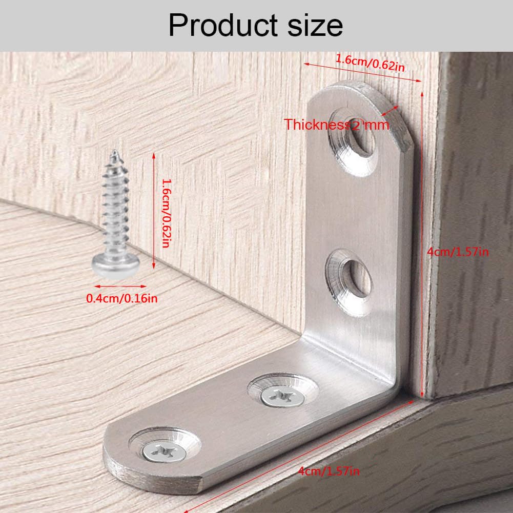 10 Piece Angle Brackets, L Shaped Brackets for Wood L-Shaped Brackets, Right Angle Bracket, Corner Bracket with Screws - Image 3
