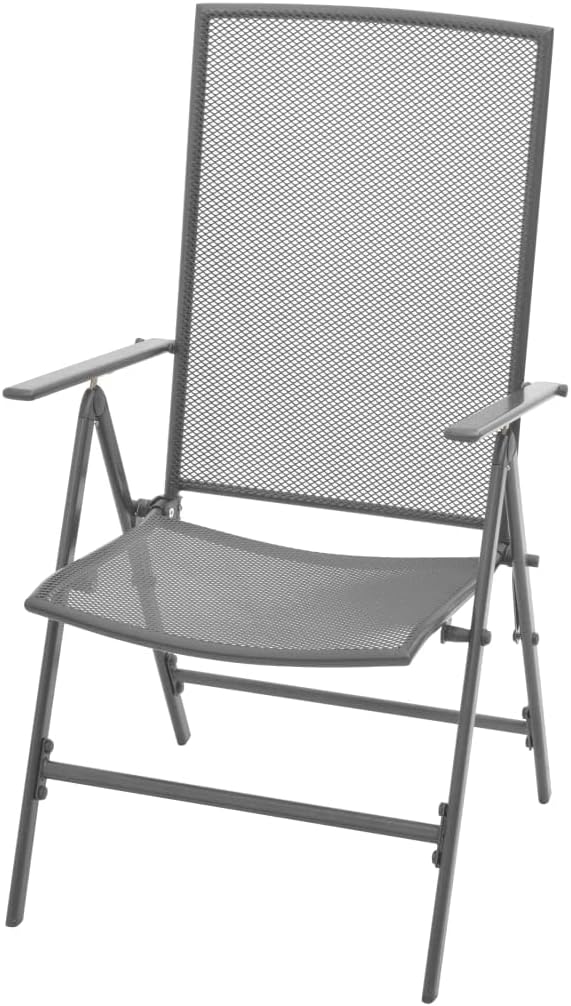 Stackable Patio Chairs 2 pcs,Bistro Chairs,Lounge Chairs,Lawn Chairs,Camping Chair,Beach Chairs,Reclining Backrest Adjustable in 6 Positions,for Lawn,Garden,Backyard,Poolside,Porch,Steel Gray