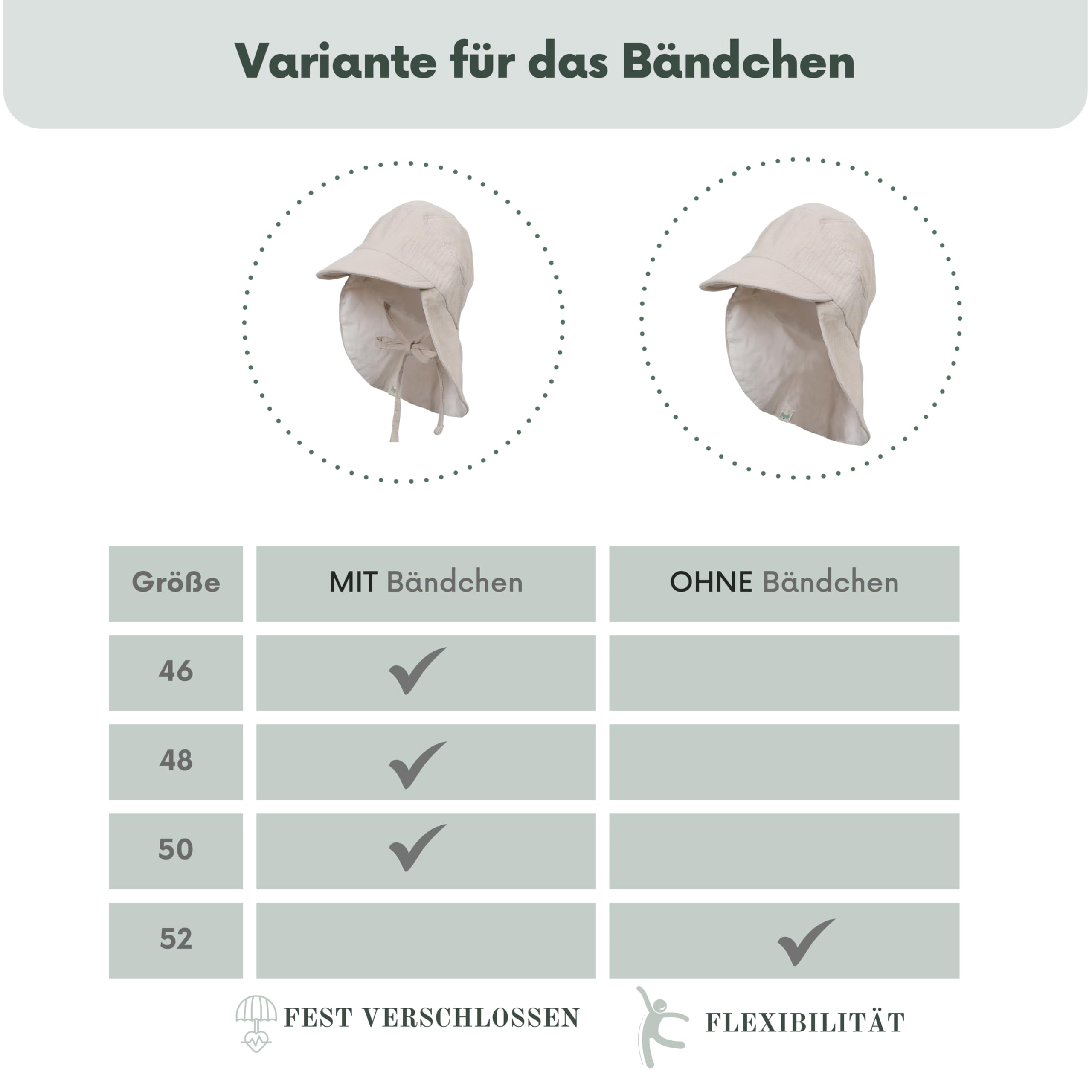 Musselin Schirmütze Sonnenhut mit Nacken- und Ohrenschutz UV-Schutz (UPF 50+) für Babys und Kinder - Unisex - 5