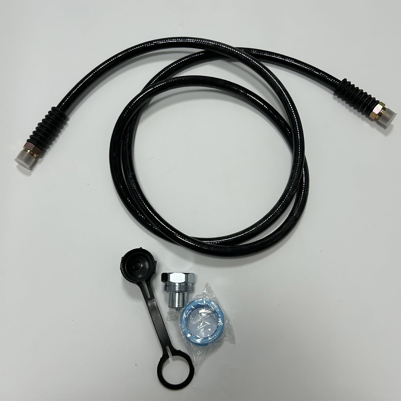 Manguera hidráulica de presión CH604 con acoplador de 3/8 pulgadas, cinta para tubería y tapas de acoplador, reemplazo de conjunto de manguera, hidráulica de compatibilidad