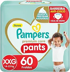 Fralda Pampers Premium Care Pants Tamanho XXG, Fácil de Vestir, 60 Unidades
