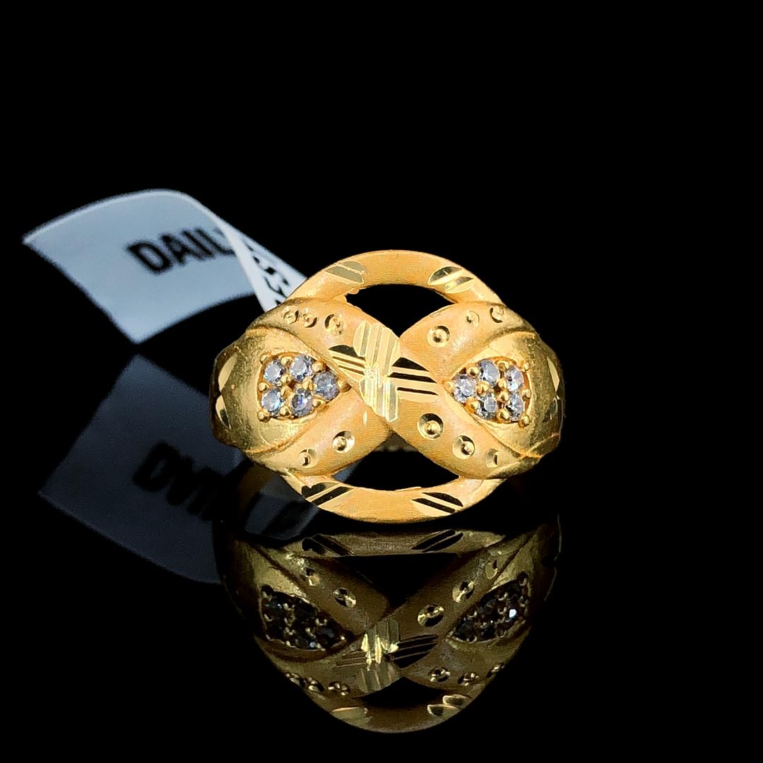 Gold-Tone Infinity Design Ring with Sparkling Stone Accents, Stylish Partty Wear for Women and Girls HR2-image-44