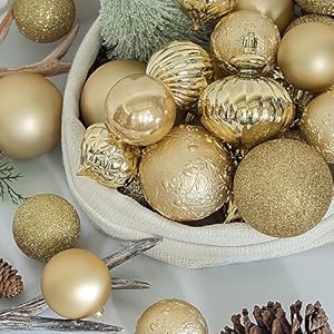 KI Store Gold Christmas Balls 34pcs 2.36-Inch Christmas Tree Decoration Ornaments for Xmas Tree Holiday Wreath Garland Decor Ornaments Hooks Included KI Store Gold Christmas Balls 34pcs 236 Inch Christmas Tree Decoration Ornaments for Xmas Tree Holiday Wreath Garland Decor Ornaments Hooks Included