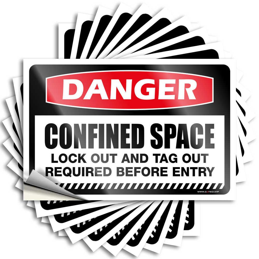 Funny Home Decor Signs Tumbler Waterproof Peel & Stick/Danger Confined Space Lock Out and Tag Required Before Entry Monster Truck - Man Cave(12X18CM-6Pcs)