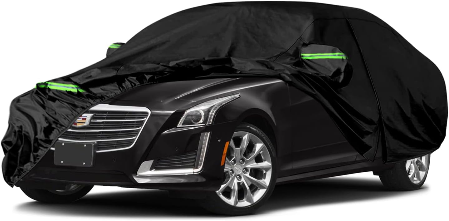 Waterproof Car Cover Replace for Cadillac CTS/CTS-V 2003-2019, 210T All Weather Car Covers with Zipper Door for Snow Rain Dust Hail Protection