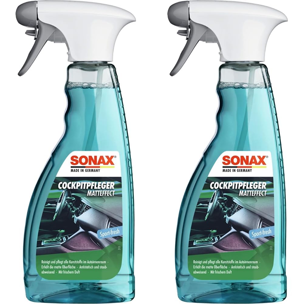 SONAX CockpitPfleger Matteffect Sport-Fresh (500 ml) reinigt und pflegt alle Kunststoffteile im Auto | Art-Nr. 03572410 (Packung mit 2)