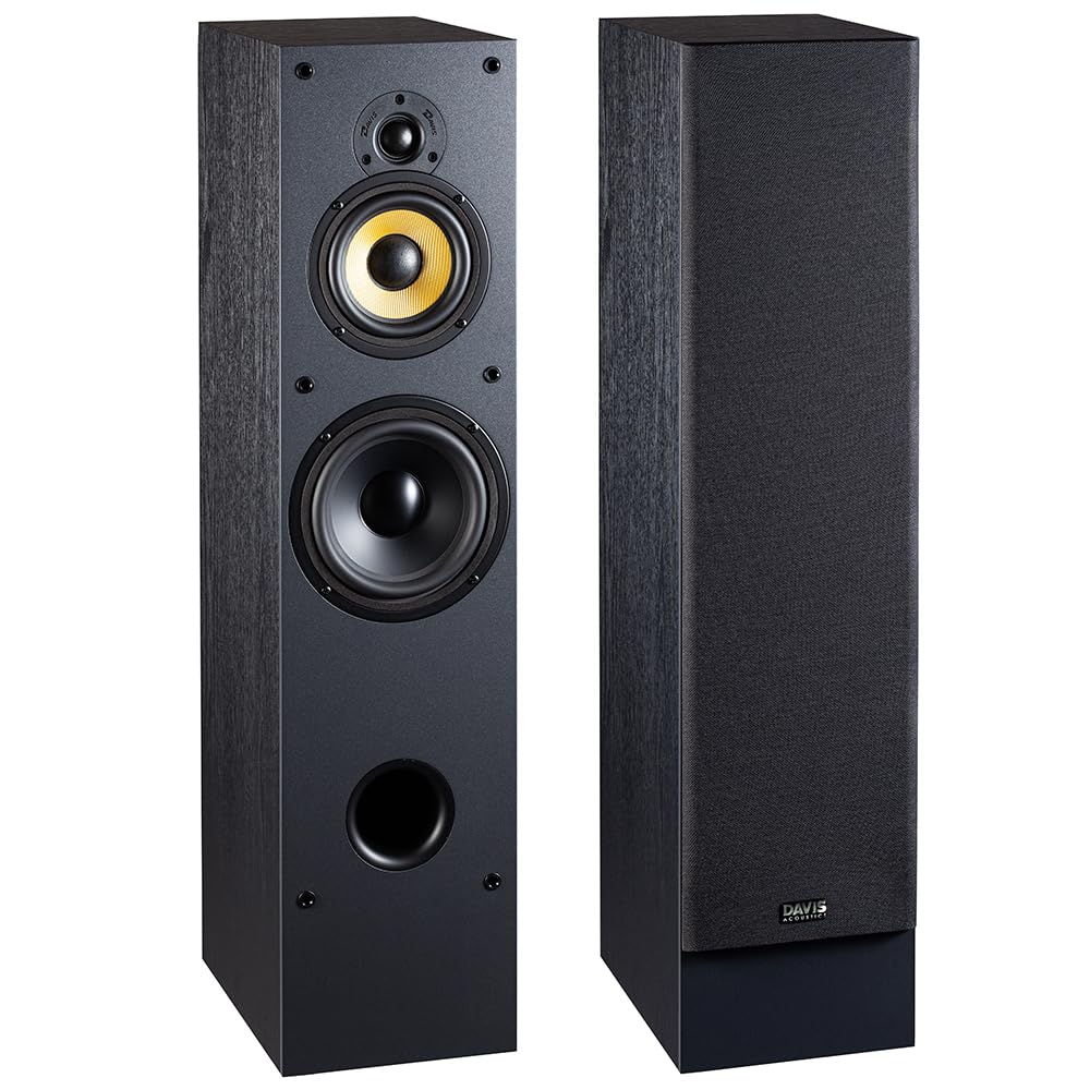 Davis Acoustics Mia 200 Noir - Colonne 3 Voies/3 Haut-parleurs - Enceinte Vendue à la Paire