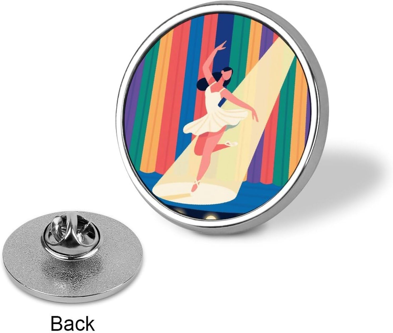 Aluminum Alloy Lapel Pin Round Backpack Pins, Dancer on Stage image 3