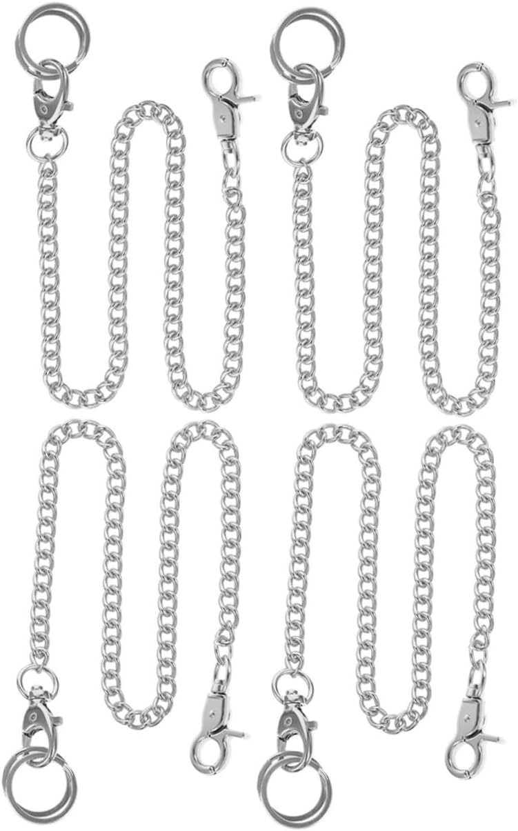 NOLITOY 4Pcs Durable Metal Pants Chain Replacement for Pocket Watch Stylish Clothing Accessories for DIY Hip Hop Punk Stage Performance