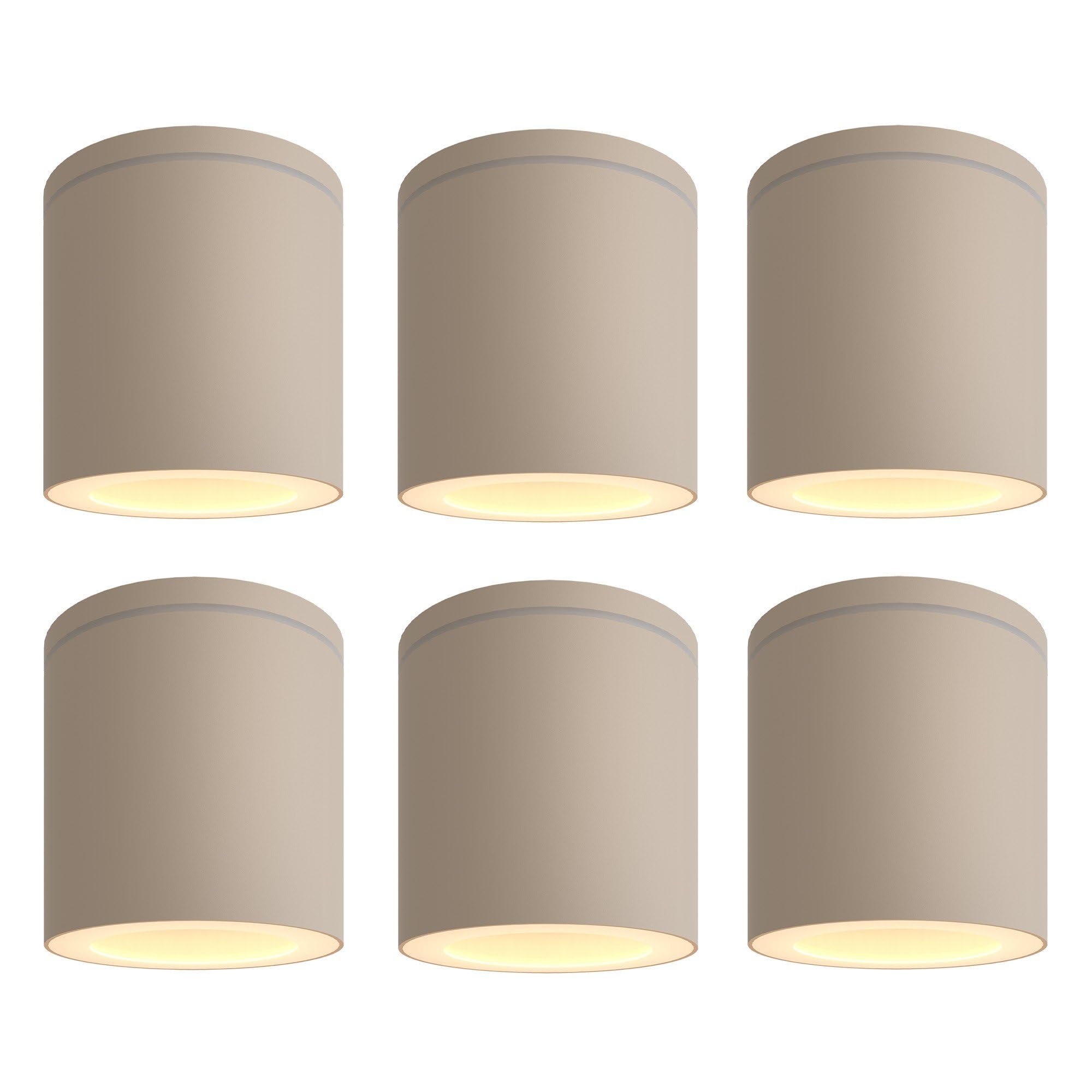 Ledvion 6er Set LED Aufbauspot IP54 Beige GU10 Fassung ohne Leuchtmittel