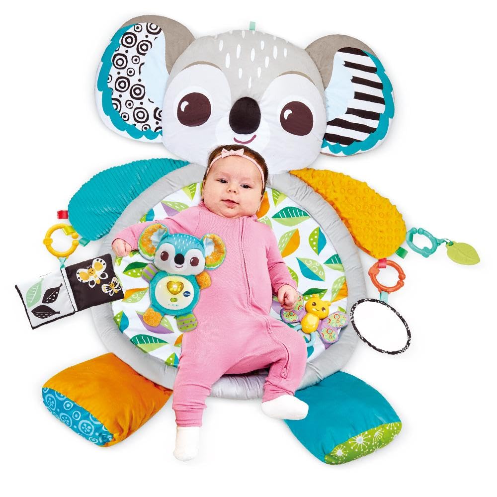 VTech Lala Tenera Koala, Tappeto Neonato per Stimolare i Sensi, Diversi Materiali e Texture, Pulsante Luminoso Cuore, 3 Accessori, 4 Canzoni e 15 Melodie, Lingua Italiana, Batterie Incluse, 0-36 Mesi