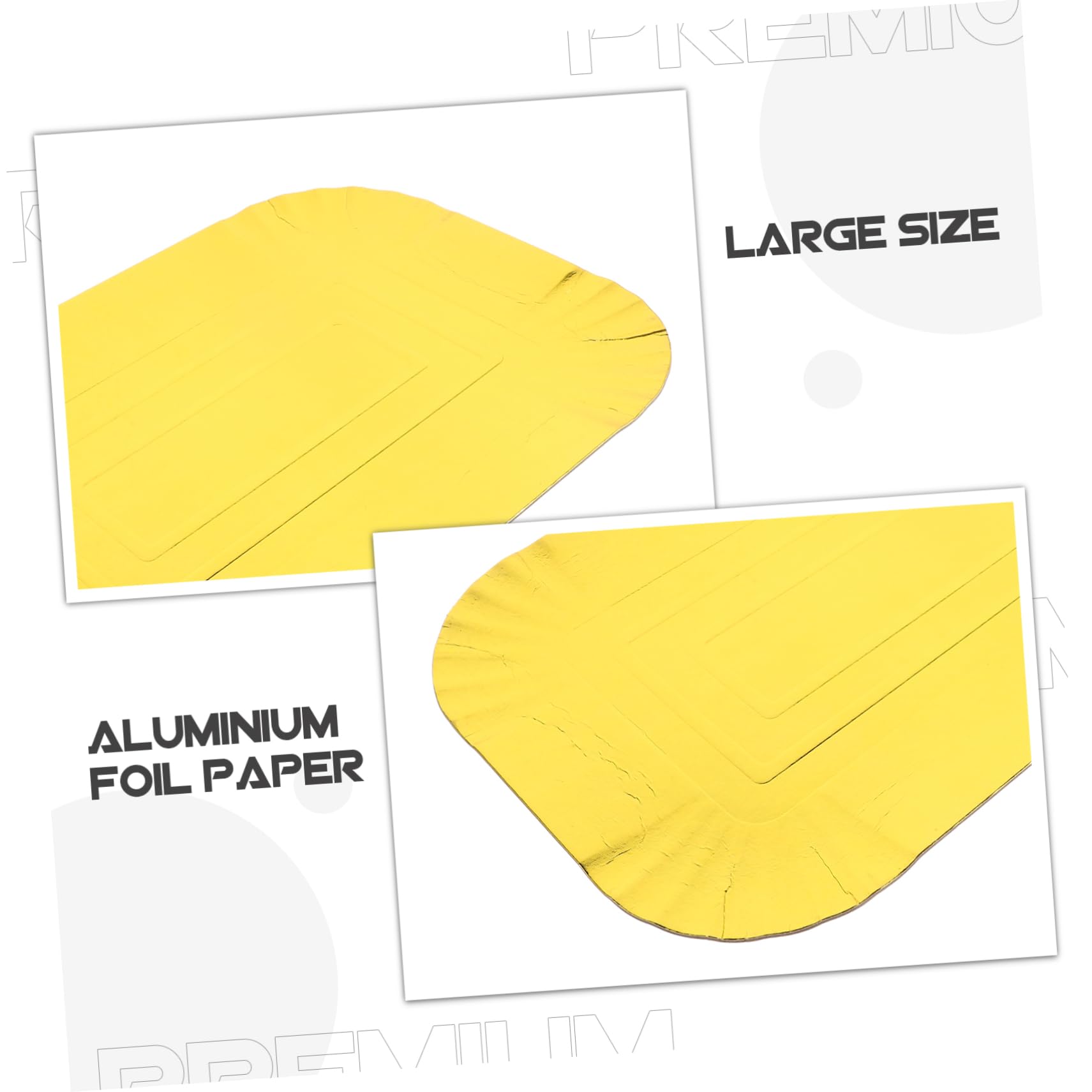 10 Platos Desechables de Papel Aluminio Dorado Diseño Liso, Bandeja Desechable para Banquetes y Hoteles, Material Resistente y Elegante