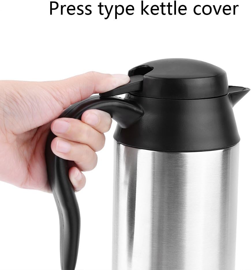 12V Car Electric Kettle,750ml Stainless Steel Car Hot Pot with Indicator Light Powered by Cigarette Lighter Base for Water Tea Coffee Milk