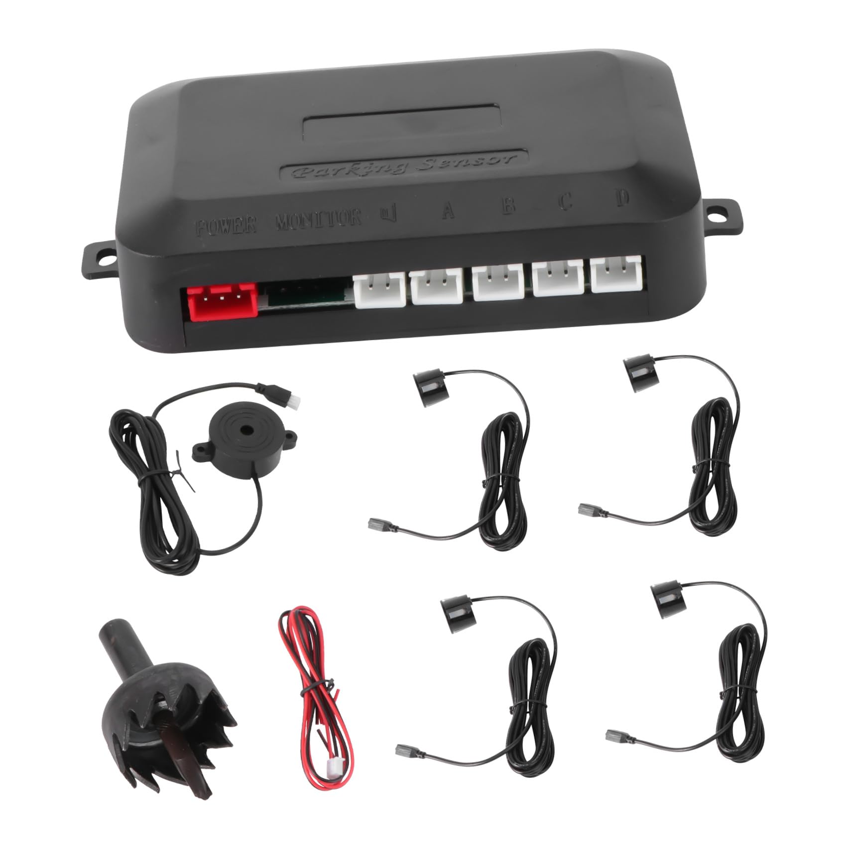 Sensori di Parcheggio Auto Ldfm01 con 4 Sensori Neri Abs | Configurazione a 4 Sensori, Doppia CPU e Chipset Avanzato, Rilevamento in Retromarcia per Auto