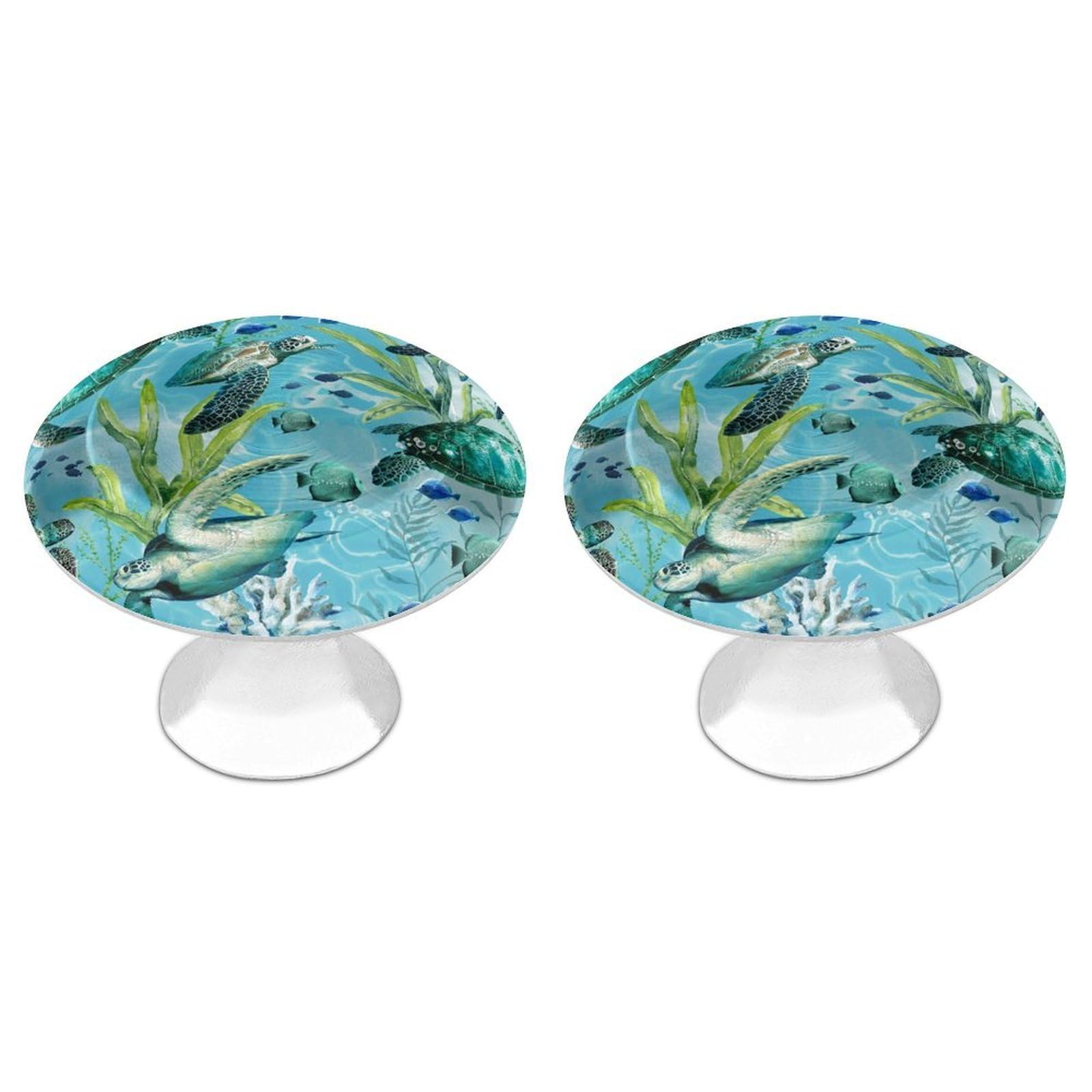 Vstadank Style Sea Turtle-Blue Drawer Knob Nice Bathroom Cabinet Knob Round Cabinet Pull Stainless Steel Cabinet Handle Circle Drawer Handle Modern Drawer Pull For Wardrobe Cupboard 2 Pcs