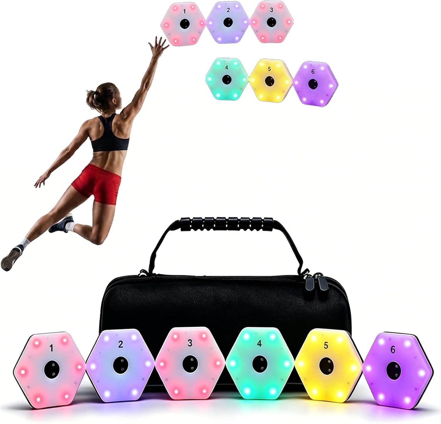 Speed Reaction Training Lights, Automatic Brightness Adjustment, Multiple Mounting Options Applicable to Soccer, Tennis, Badminton Sports Facilities Team Workouts