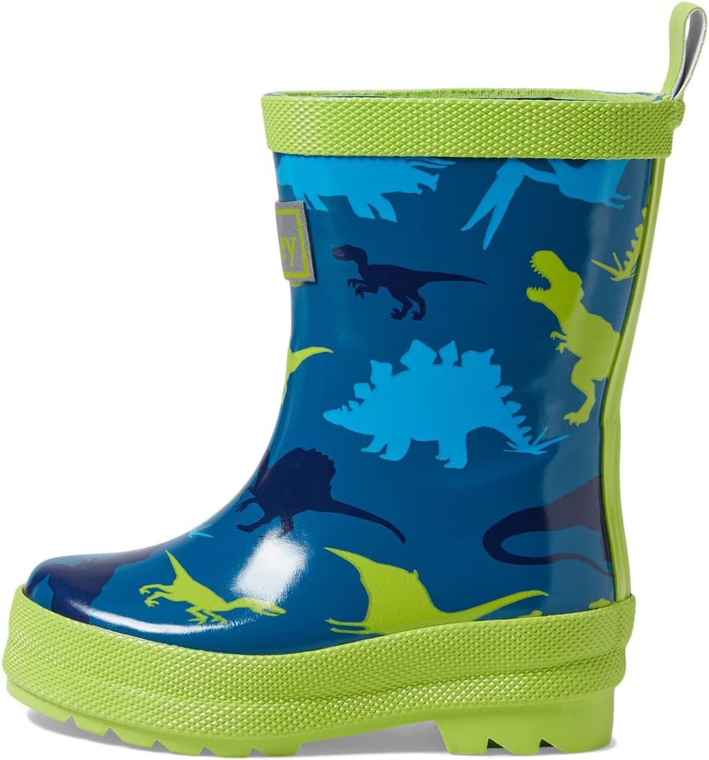 Hatley Boy's Real Dinos Shiny Rain Boots (Toddler/Little Kid/Big Kid) Blue 2 Little Kid M