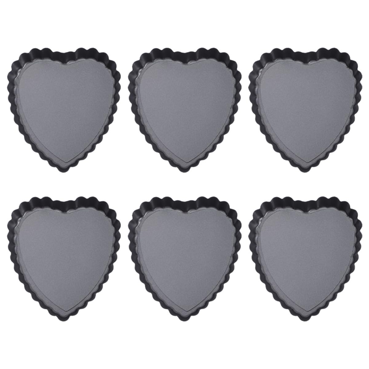 SHINEOFI Teglia a Cuore Mini con Fondo Removibile, Set 6 Pezzi in Acciaio