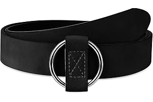 Women Leather Pin Buckle Belt, No Pin O Ring Buckle Belt Circle...