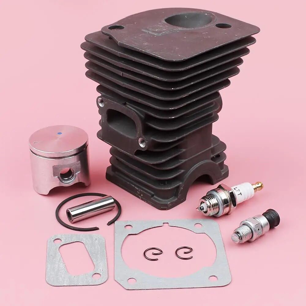 Kit guarnizioni for spinotto pistone testata da 42 mm, for motosega Husqvarna 340 345 503 87 02 76 W Valvola di decompressione Anello elastico Candela Kit cilindro motosega