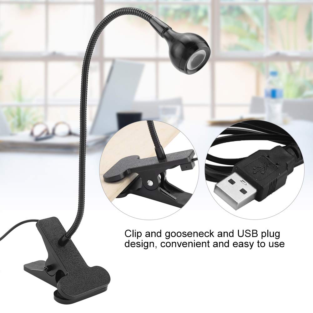 ANKROYU LED Clip Reading Lamp, Sample USB LED Desk Lamp Mini Desk Lamp with Clip Book Lamp Bed Lamp Mini Desk Night Light with Clip for Home Study Reading Energy Saving(Black White)