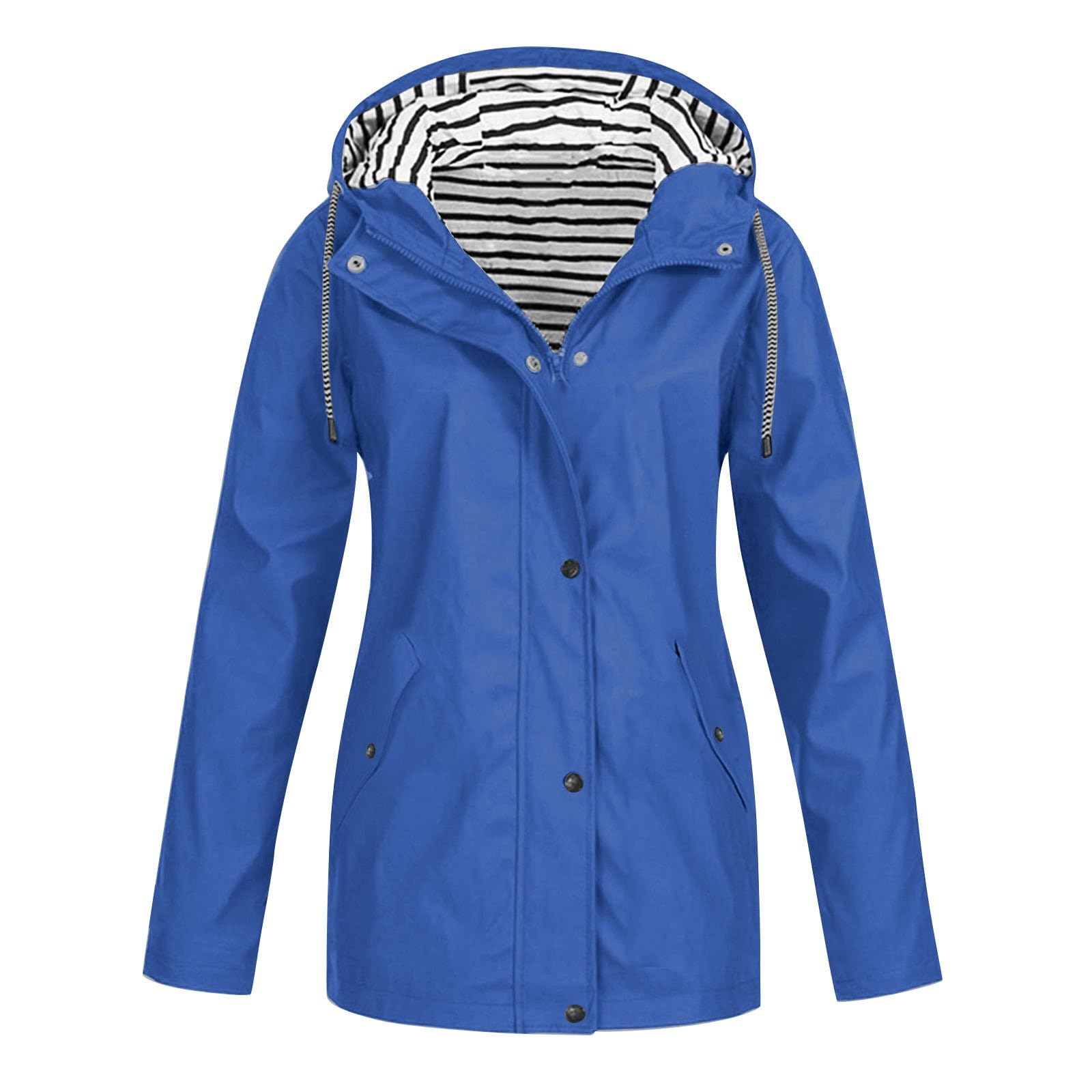 Generisch Giacca a vento da donna per autunno e inverno con cappuccio a quadretti, tre in uno, due pezzi, per attività all'aria aperta, alpinismo e giacca a vento, Blu, S