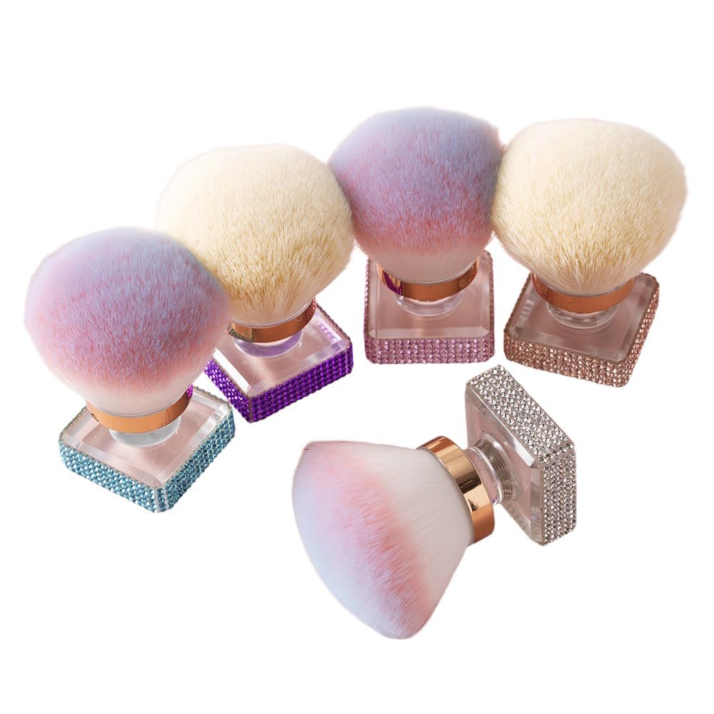 5Pc Puszysty pędzel do podkładu do twarzy dla kobiet Mini Bling Rhinestone Nail Tools Cleaner,1