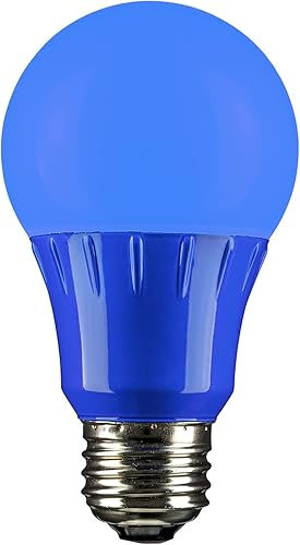 Sunlite A193WBLED - Foco LED de color A19, 3 W (equivalente a 25 W), base mediana E26, no regulable, certificación UL, 1 unidad (paquete de 1),