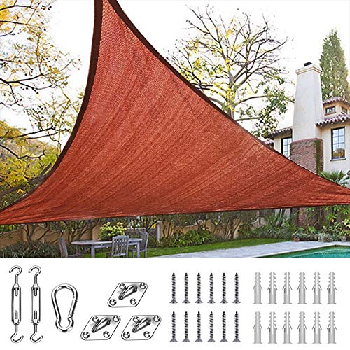 Quictent 185G HDPE Triangle Sun Shade Sail Canopy 98% UV Block Top Outdoor Cover Patio Garden Sand (18 x 18 x 18 ft, Terracotta, with Hardware Kit)