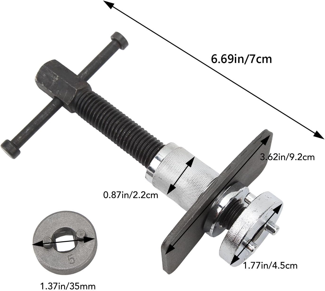 Disc Brake Piston Caliper Tool Set, 4Pcs 45 Steel Rewind Kit with 1.4in Adapter for European Japanese Car Brake Repair