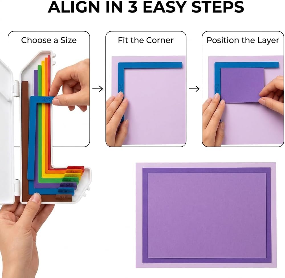 Paper Crafting Alignment Guides, 7 Color-Coded Matting Spacers with Case image 4