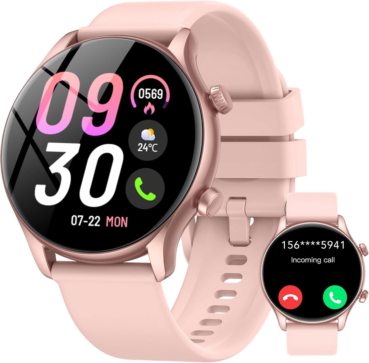 Smartwatch Donna, 1.39" Orologio Smartwatch Donna con Effettua/Risposta Chiamate, Fitness Tracker con 120+ Sportive, Contapassi/SpO2/Cardiofrequenzimetro, IP68 Smart Watch per Android iOS (Rosa)